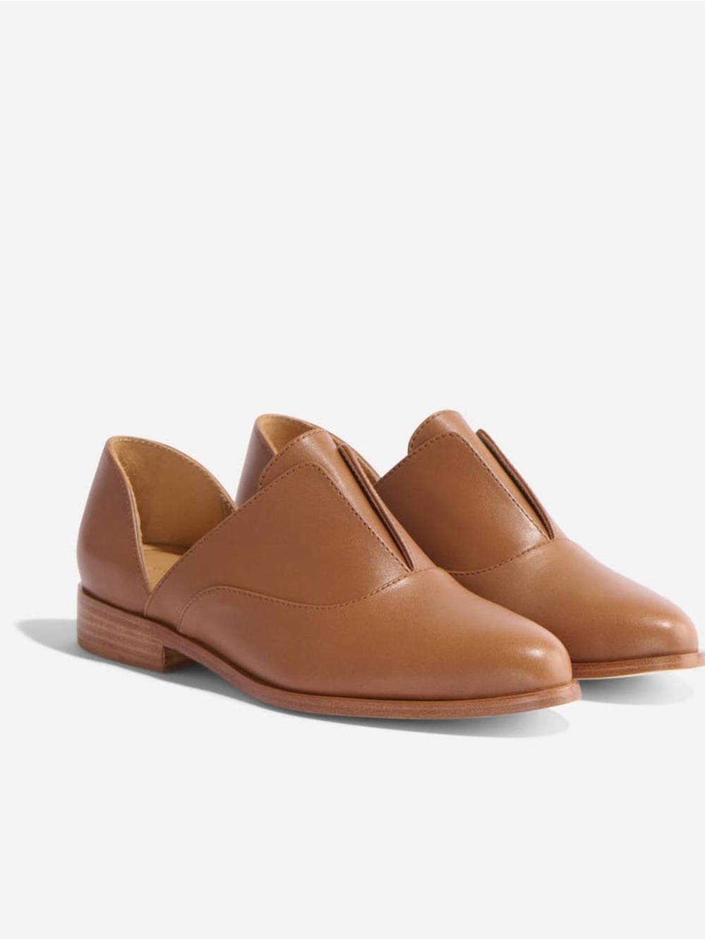 Nisolo Emma d'Orsay Oxford Tan Leather Slip-On Loafers